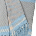 thumbnail image 2 of 50" X 60" Blue Gray and Beige Woven Cotton Plaid Throw Blanket with Fringe, 2 of 8