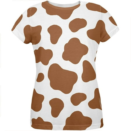 Halloween Costume Brown Spot Cow All Over Womens T Shirt Multi MD