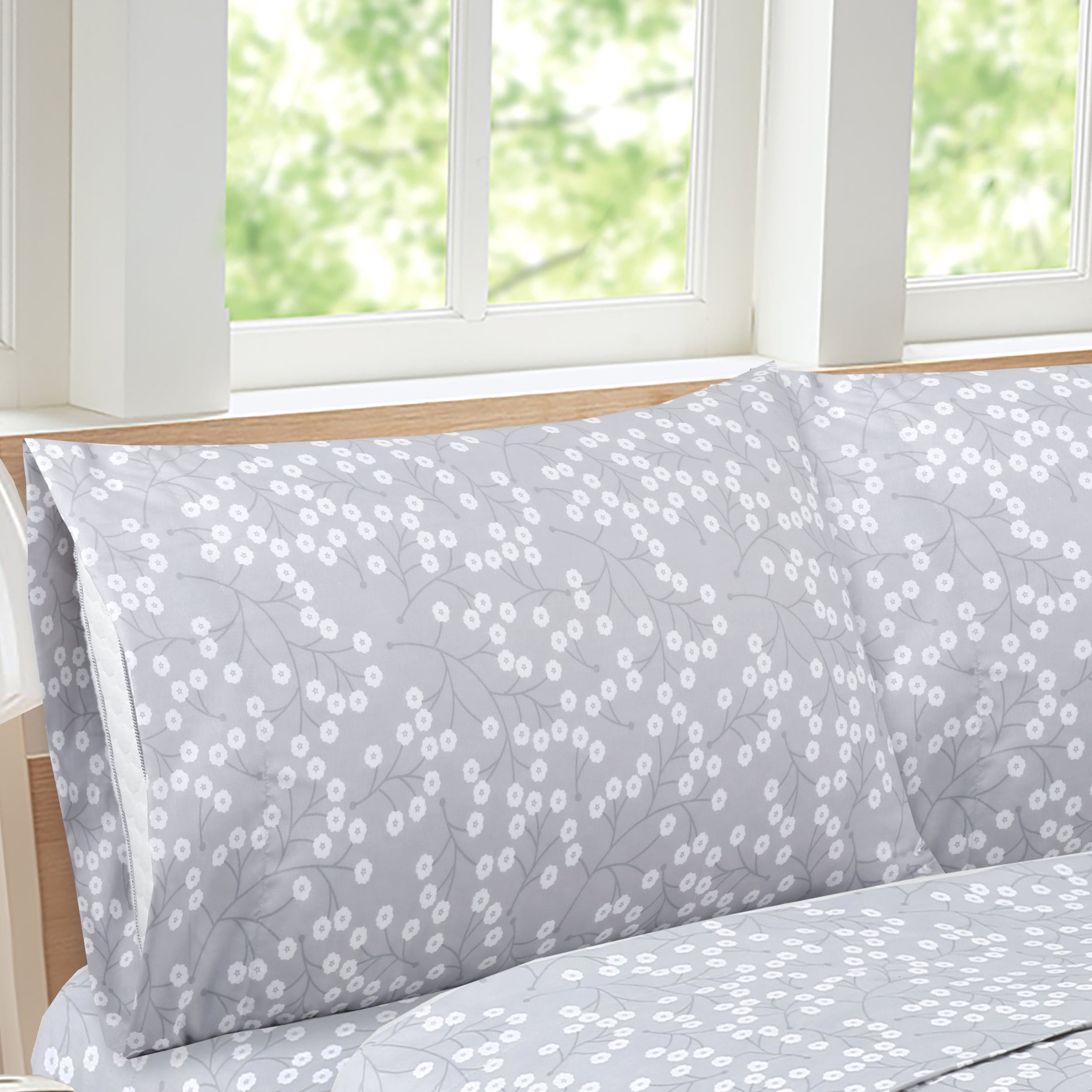 Kenyon Flower Grey Sheet Set Full Grey