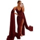 thumbnail image 3 of Vestidos largos de fiesta de lentejuelas de sirena brillantes para mujer, con abertura alta, cuello en V, tirantes finos con purpurina, vestidos formales de fiesta de noche, 3 of 5