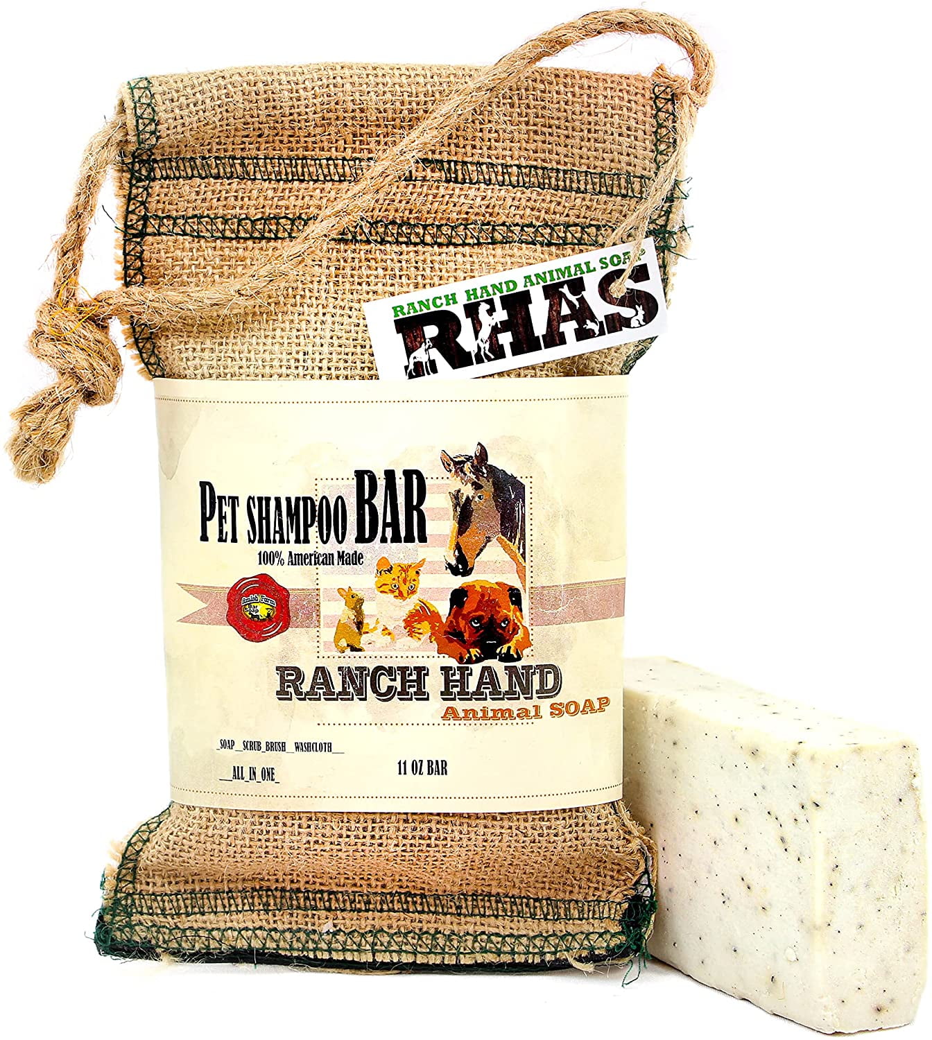 Amish Bar SoapDog Shampoo, All Natural and Organic. Cat Shampoo. Horse