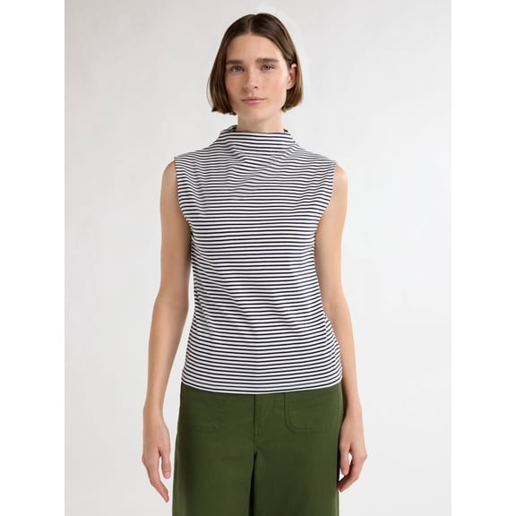Free Assembly Women’s and Women's Plus Sleeveless Mock Neck Top, Sizes XS-4X