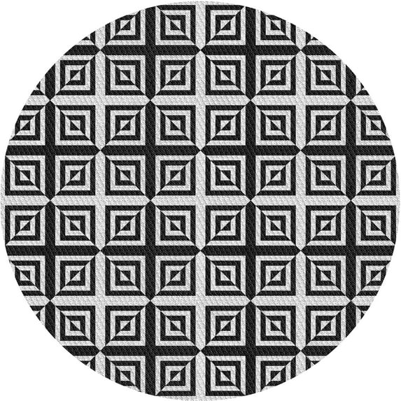 Ahgly Company Indoor Round Patterned Light Gray Novelty Area Rugs, 7' Round