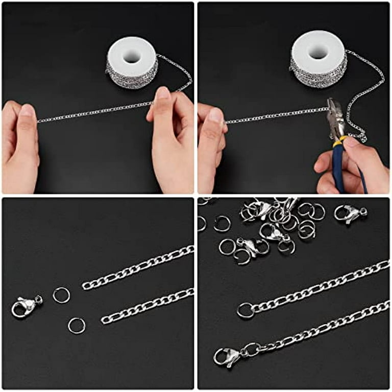 EXCEART 1 Roll Metal Chain Metal Jewelry Chain Links Chain Spool Sterling  Silver Chain Link Chain Earring Bracelet Chain Women Chain Necklaces  Jewelry