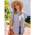 thumbnail image 5 of MOYIKO Short Sleeve Summer Tops for Women Casual Button Down Shirts Striped Business Work Blouses, 5 of 7