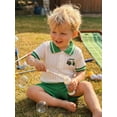 thumbnail image 6 of BemeyourBBs 2Pcs Toddler Baby Boy Golf Outfits Infant Boys Summer Clothes Lapel Neck Golf Themed Embroidery Short Sleeve Button Down Shirt Tops and Pockets Shorts Set, 6 of 8