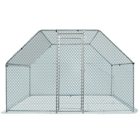 Ktaxon Chicken Coop, 6.5' x 9.8' x 6.5' Metal Poultry Cage with 180g PE Rainproof Cover for Outdoor, Rabbit & Hen Hutch