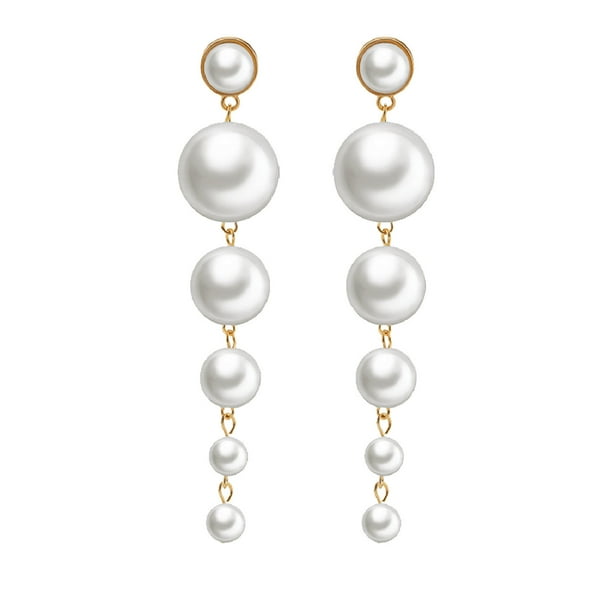 Elegante Joyería de la Mujer de la perla de moda de la cadena de pendientes largos pendientes grandes