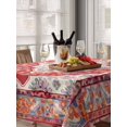 thumbnail image 6 of Orange Red Boho Table Cloth, Vintage Flower Tribal Distressed Printed Waterproof Tablecloth for Rectangle Tables, Reusable Washable Fabric Table Cover for Restaurant Kitchen Dining Tables 52"x70", 6 of 6