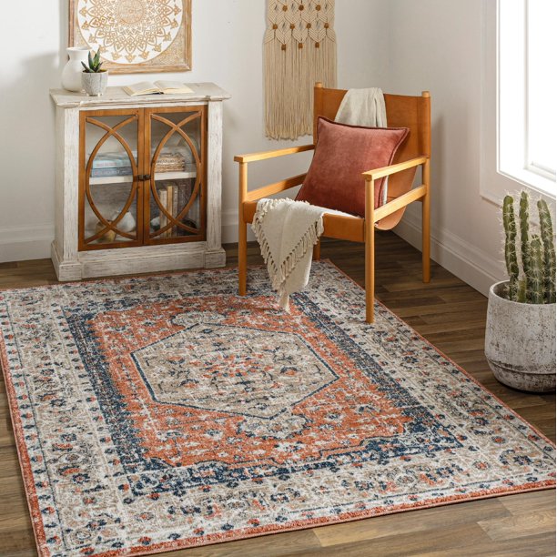 Mark&Day Area Rugs, 5x7 Ladora Traditional Burnt Orange Area Rug (5'3