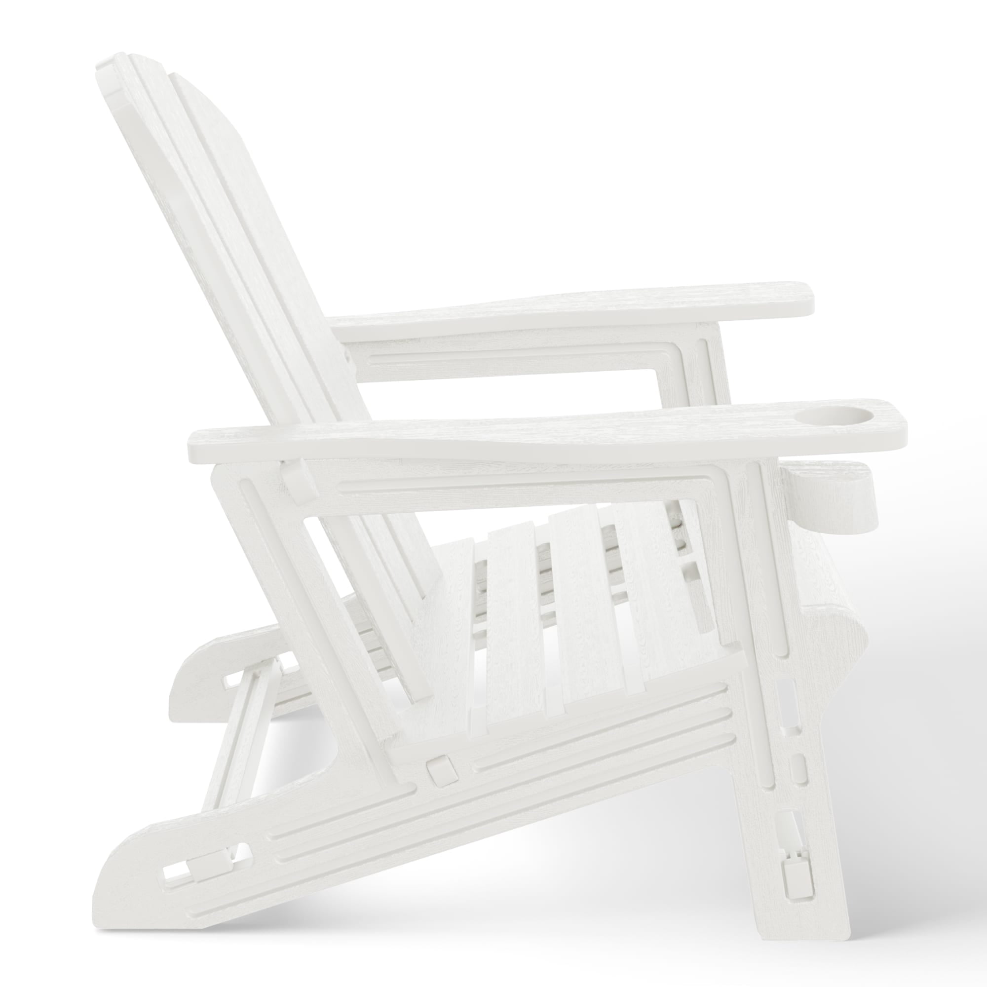WestinTrends Tool-Free Assembly Outdoor Patio HDPE Plastic Adirondack Chair with Cup Holder, White