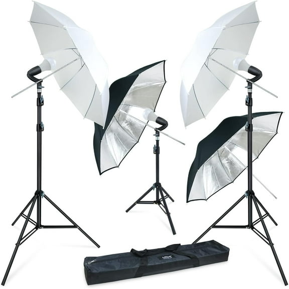 Photography Studio Lighting Kit 4 Photo Umbrella Lighting Stand With Bag for Studio, Portrait, Video Shooting
