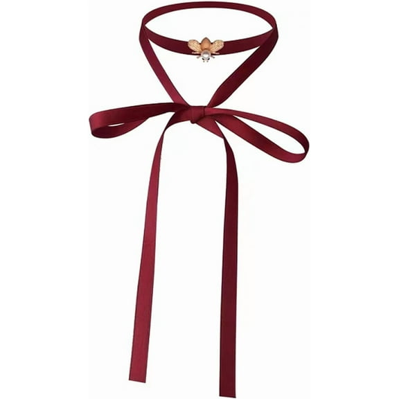 Zhengup 2 Pieces Elegant BowTies Bands for Women Non-tied Bowknot Ladies Long Self Neckties