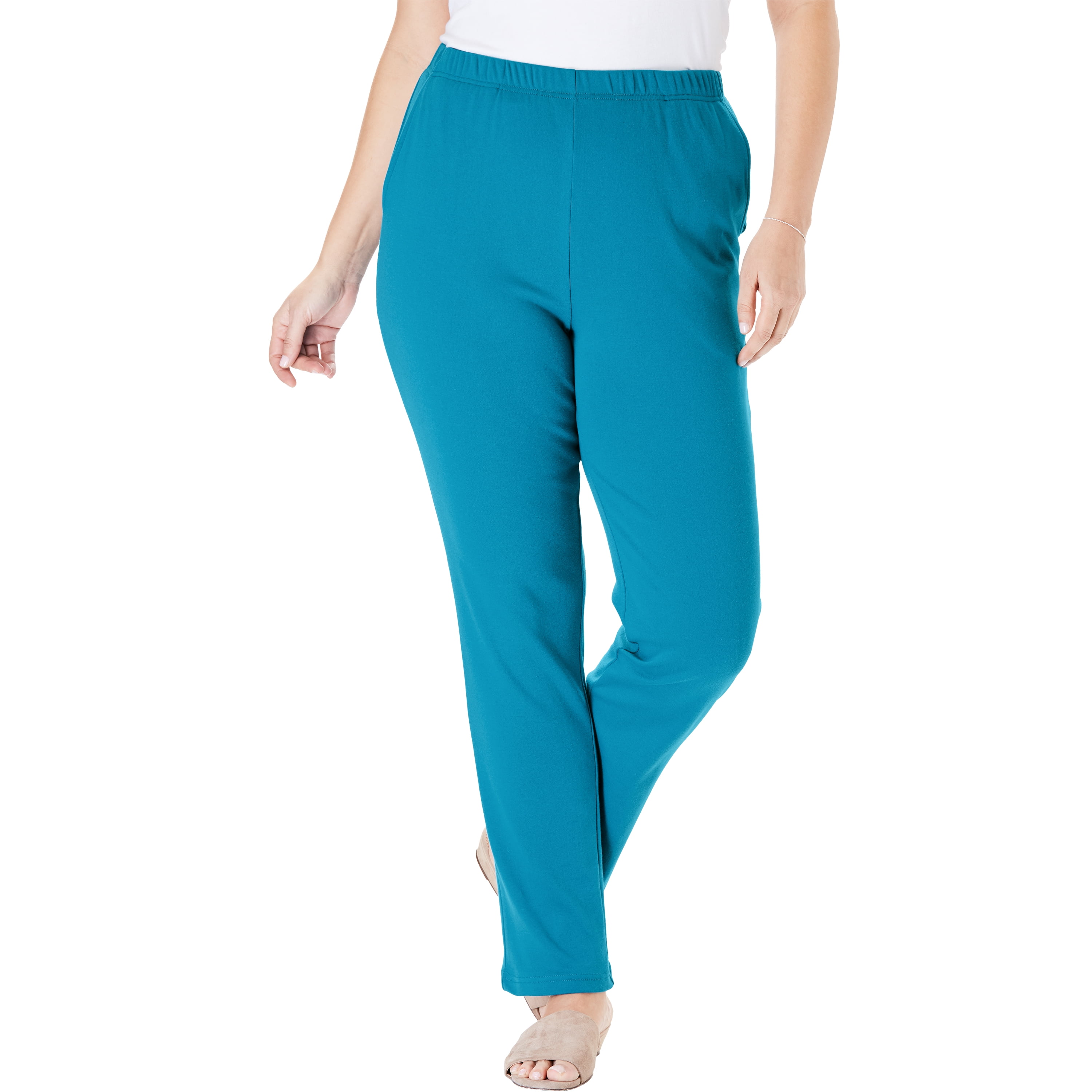 Woman Within - Woman Within Plus Size 7-day Knit Straight Leg Pant ...