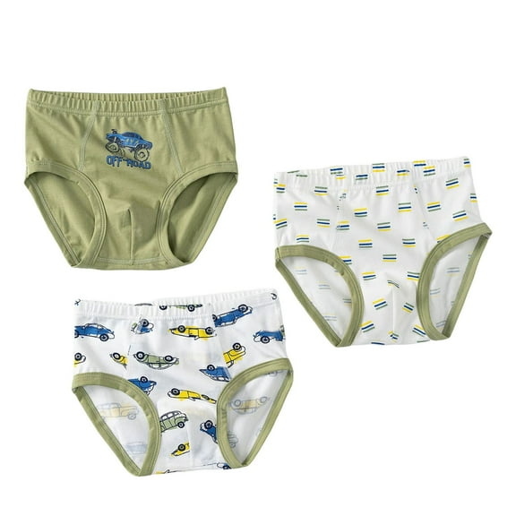 Zanarzt Toddler Boy Briefs Soft Boys Training Toddler Underwear Truck Potty Briefs for Boys Pack Of 3 Back to School Must Haves Green,3-4 Years