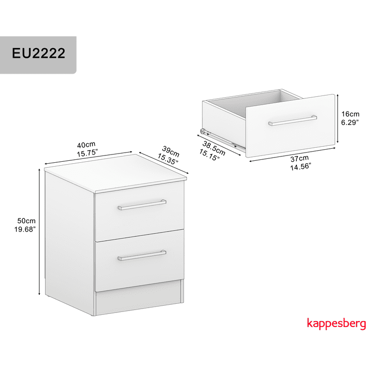 Kappesberg Jolyne 3-Drawer Vertical Dresser, Modern White Bedroom