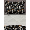 thumbnail image 3 of Skeleton Comforter & Sham Bedding Set, Humorous Dancing Halloween Party Musical Notes and Stars, 3 pcs Duvet Set Microfiber Filling Quilt, 5 Sizes, Charcoal Grey Multicolor, by Ambesonne, 3 of 4