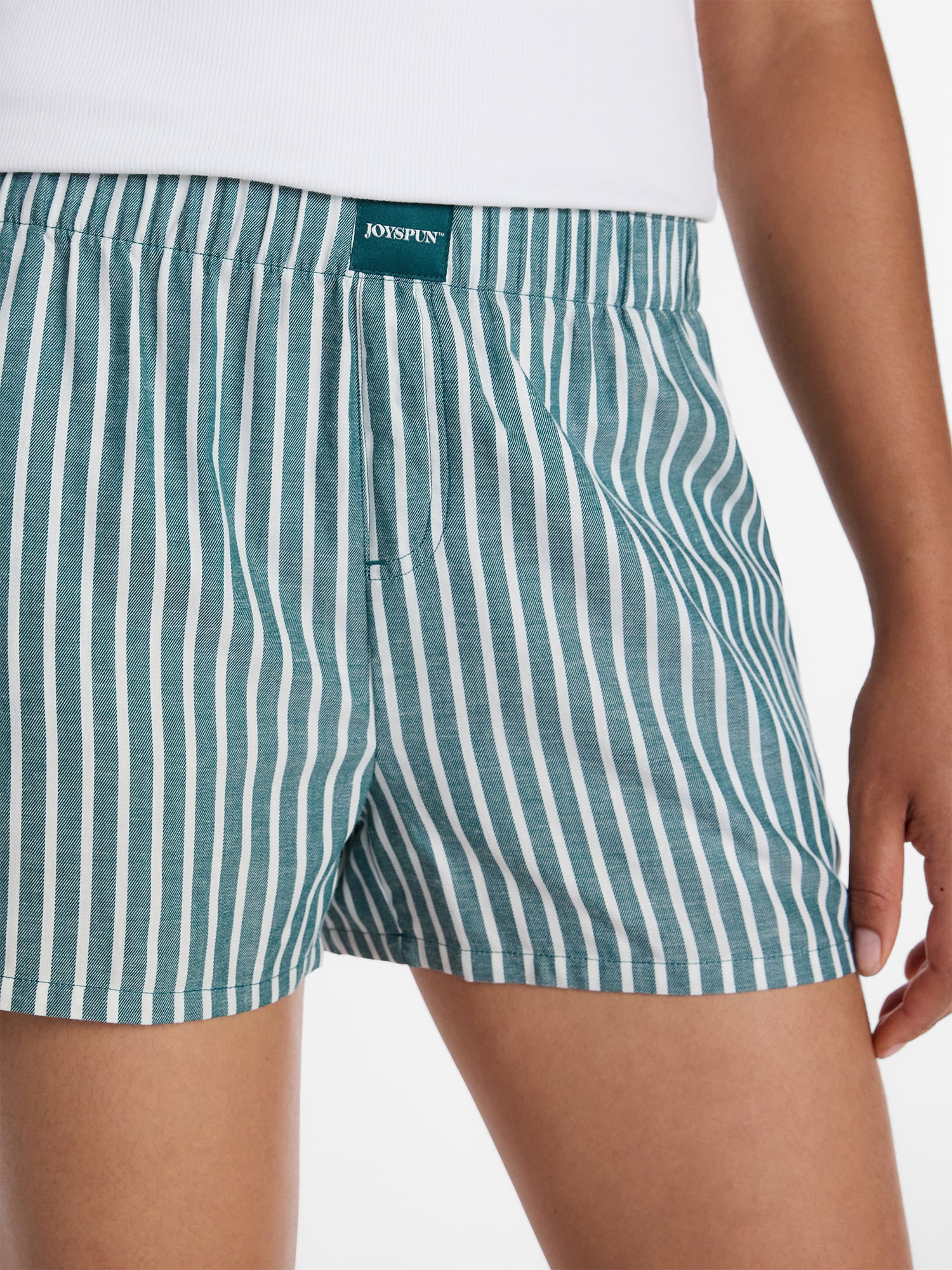 Joyspun Women's Woven Pajama Boxer Shorts, Sizes XS to 2X