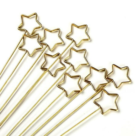 

20 Pcs Metal Wire Floral Place Card Holder Pick 13 Inch Gold Photo Clip Memo for Wedding Birthday Baby Shower Party Favor Pentagram
