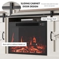 thumbnail image 6 of ALAULM Rustic Fireplace TV Stand for 65 Inch TV, Farmhouse Media Console Cabinet with Sliding Barn Door, White, 6 of 10