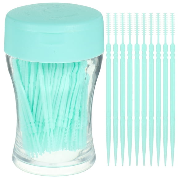 EeaseMX 200 palillos de dientes de doble cabeza de plástico para el cuidado bucal, limpiadores de hilo interdental (azul cielo)