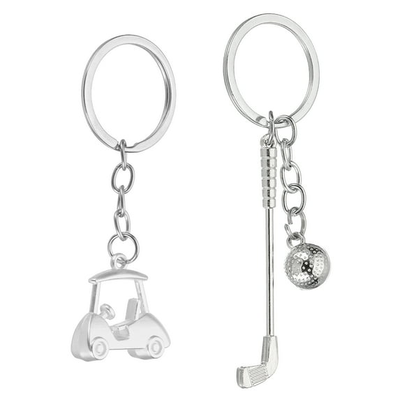 Golf Cart Keychain, Mini Cute Golf Ball Key Chain Sport Pendant Key Ring Bag Backpack Decor Silver
