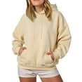 thumbnail image 5 of BOBOGOJP Women’s Oversized Pullover Hoodie – Heavyweight Fleece, Relaxed Fit, Soft Touch, Kangaroo Pocket Sweatshirt Khaki for Size XS, 5 of 6