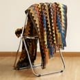 thumbnail image 5 of Acrylic Throw Blanket With Tassels, Cozy Warm Couch Cover Blankets For Fall Spring,  Couch Bed Sofa Living Room Farmhouse Boho Decor,59.8 x 50 Inches,Brown, 5 of 7