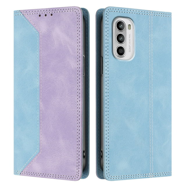 Funda FOXDOCK para Motorola Moto G 5G 2022 de Cuero Premium Bicolor con Ranuras RFID, Carcasa Tipo Billetera Antigolpes y Soporte Plegable