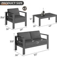 thumbnail image 7 of Tolead Outdoor Aluminum Patio Furniture Sets, 4-Piece with Cushion, Dark Gray, 7 of 7