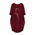 thumbnail image 4 of PENGXIANG Robe Chandail Oversize pour Femmes Imprimé Chat Manches Courtes Été Poche Mini Robe de Plage pour Femmes 2022, 4 of 5