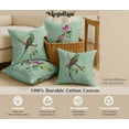 thumbnail image 5 of Vargottam 20x20 Inch Cushion Covers Set of 4 - Premium Cotton, Floral & Bird Print, Reversible Printed Pillow Covers with Concealed Zipper - Green, 5 of 7