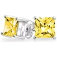 thumbnail image 4 of 14k Sterling Silver 4 Ct Princess Cut Lab Grown Yellow Sapphire Stud Earrings Plated by Paris Jewelry, 4 of 4