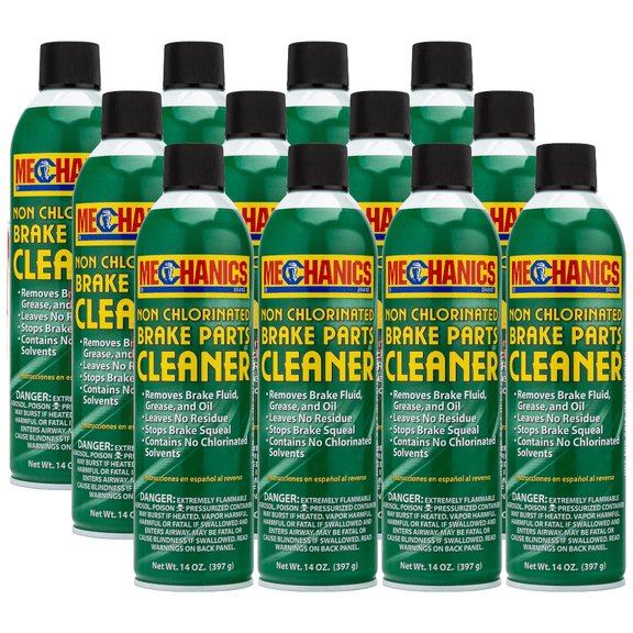 Airosol Mechanics Non-Chlorinated Brake Parts Cleaner, Removes Dirt, Grease, Oil, and Brake Fluid- 14 Ounce - 12 Pack