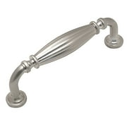 Cosmas 7123SN Satin Nickel Country Style Cabinet Hardware Ribbed Handle Pull - 3-3/4" Inch (96mm) Hole Centers
