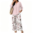 thumbnail image 5 of Womens 2 Piece Sets Summer Outfits Wide Leg Long Pants Lounge Sets Airport Beach Vacation Clothes, 5 of 6