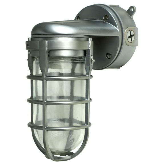 Woods L1707SV Traditional 150W Incandescent Weather Industrial Light, Wall Mount, Silver