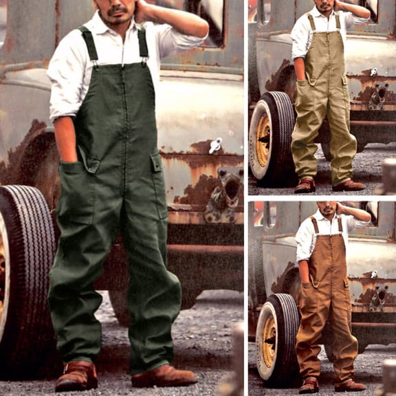 Blekii Men's Bib Overalls, Lightweight Denim Jumpsuit with Adjustable Straps, Loose Fit Casual Overalls for Work Or Fashion, Functional One-Piece Garment, Unique Statement Piece for