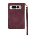 thumbnail image 3 of SaniMore for Google Pixel Fold Case with Card Slot, for Samsung Z Fold 5 [Zipper Pocket] Line Stitching Wallet Stand PU Leather Folio Flip Kickstand + Hand Strap Protective Shell, Winered, 3 of 8
