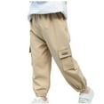 thumbnail image 2 of Cethrio Cargo Pants for Boys, Athletic Elastic Waist Casual Running Boys Sweatpants Khaki Size 8-9 T, 2 of 9