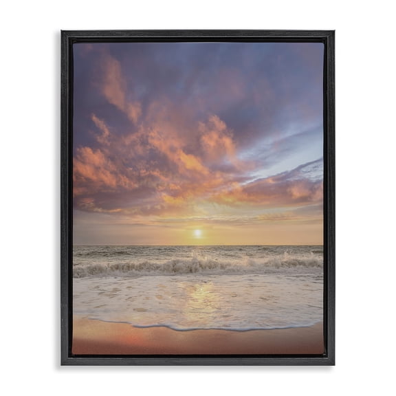 Stupell Industries Tropical Sunlit Clouds over Beach Black Floating Frame Canvas Art, 17 x 21, by Mike Calascibetta