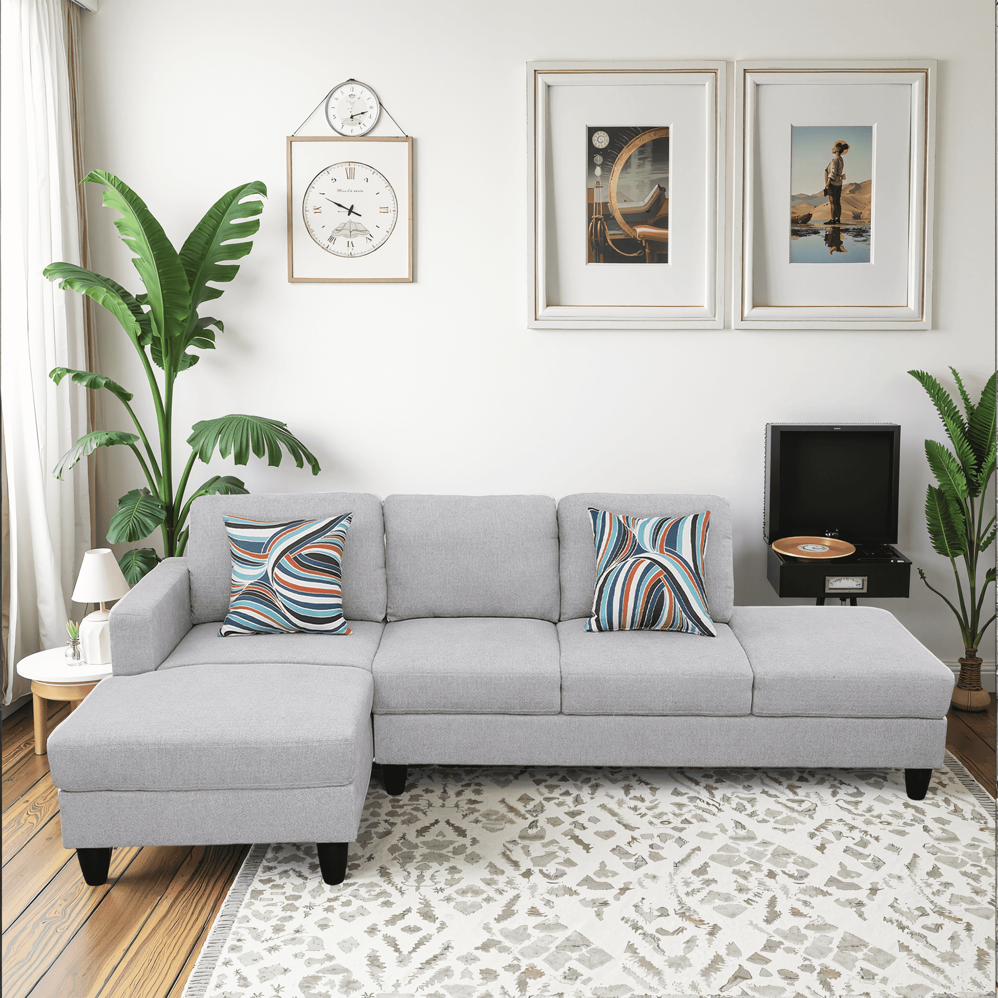 MAYEERTY Modern Adult Grey Chenille Couch Living Room Sofa Set