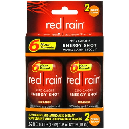 Cott Beverages Red Rain Orange Flavor Energy Shot, 2ct