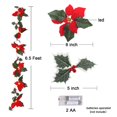 thumbnail image 2 of 6Ft Lighted Poinsettia Christmas Garland with Red Berries and Holly Leaves, Pre-Lit Velvet Artificial Poinsettia Garland for Christmas Decoration, Battery Operated, 2 of 8