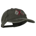 thumbnail image 5 of Checkered Racing Flag Embroidered Washed Cap - Black OSFM, 5 of 5