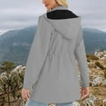 thumbnail image 5 of GaThRRgYP Stylish Outerwear Jacket for Ladies Winter Autumn,Ladies' Outdoor Sports Waterproof Drawstring Pocket Detachable Hooded Jacket Gray S, 5 of 9