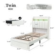 thumbnail image 2 of SIBEDS LED Bed Frame with Drawer Pockets and PU Upholstered White Wingback Headboard, Twin, 2 of 7