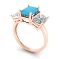 thumbnail image 2 of Three-Stone Engagement Ring for Women - 4ct Simulated Turquoise in 14K Rose Gold Promise Ring, 2 of 6