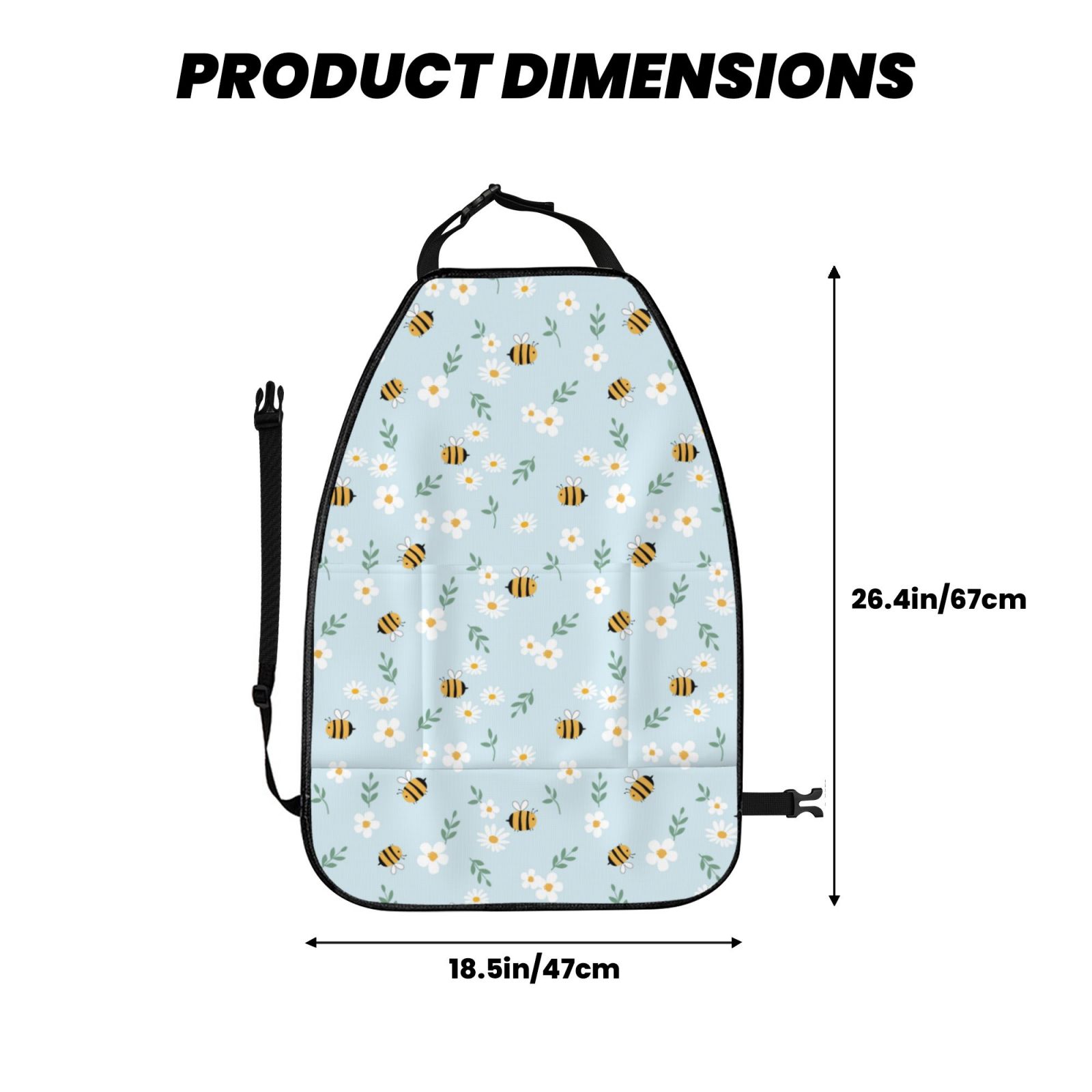Kdxio Bee Flower Print 2 Pack Car Kick Mat Seat Cover Back Protector Mat with Pockets for Organizer Backseat Protector and Storage Anti Kick Pad for Vehicles