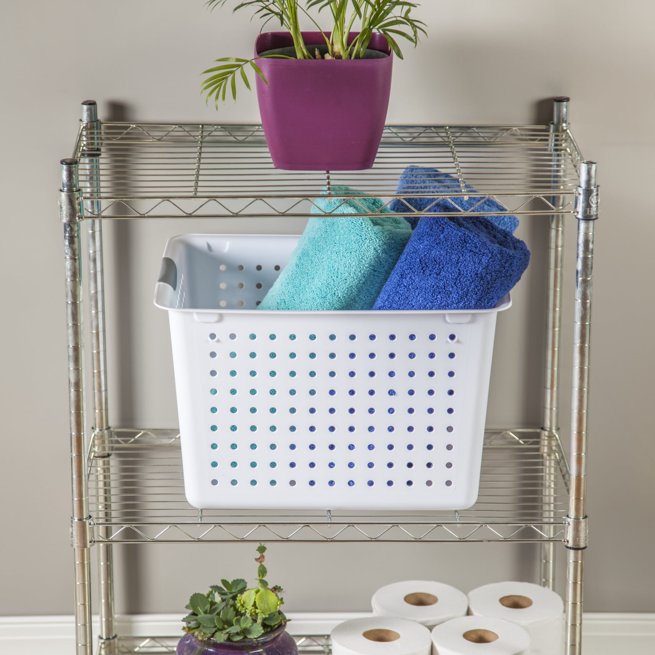 Sterilite Deep Ultra™ Basket, Open Plastic Storage Bin, Organization Solution, White